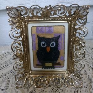 Hand Crafted Framed Halloween Owl